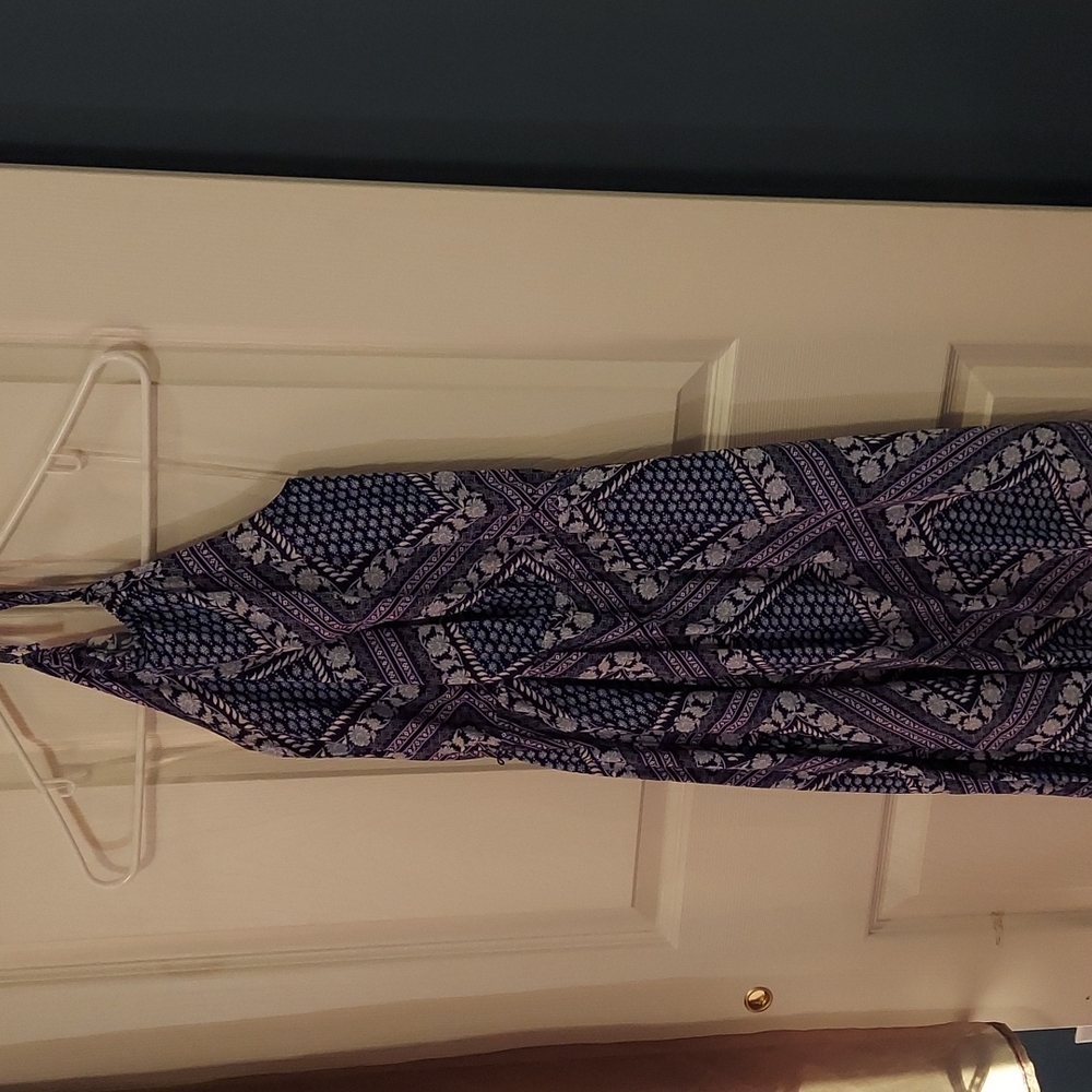 Blue Bandana Handkerchief Floral Print Halter Dress